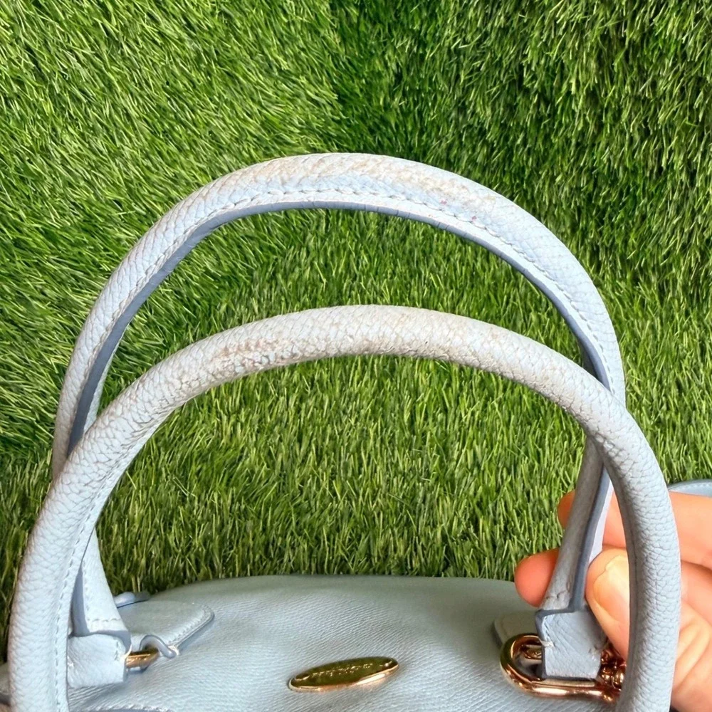 Coach Kelsey‎ Satchel Light Blue Pebble Leather Crossbody Dome Handbag F33909